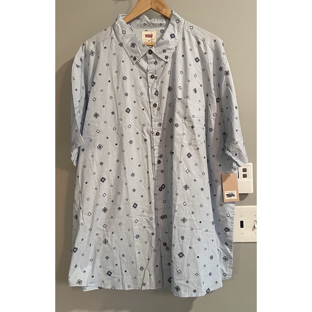 Levis Shirt Short Sleeve‎ Cotton Button Up Geometric Print Mens 3XB New